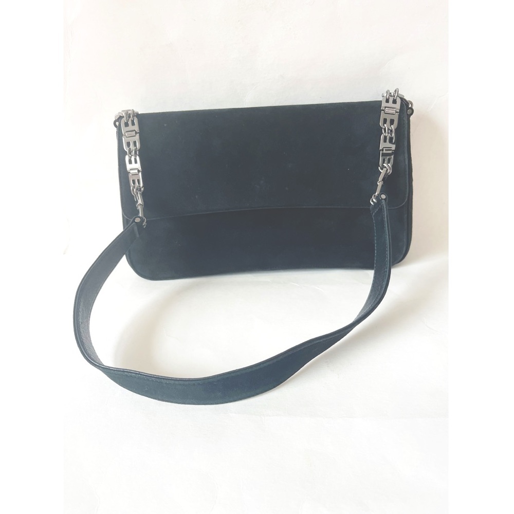 Bally Black Suede Leather Bag With B Logo Strap